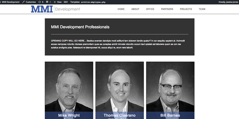 Screenshot of the Employee page.