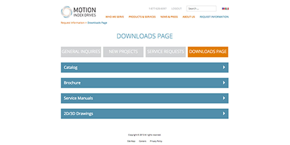 Screenshot of the Downloads page on the client's live website.